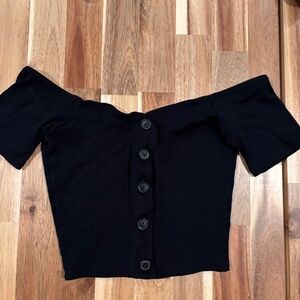 Black off the shoulder crop top